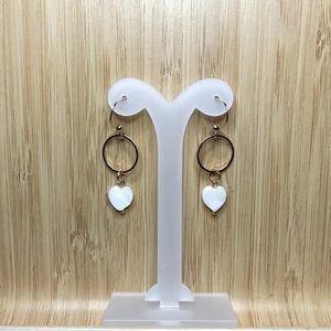 Gold Hoops with Mother of Pearl Heart